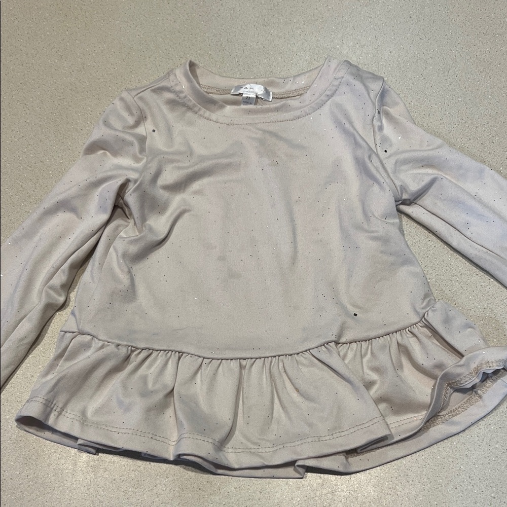 Girls' Cream Long Sleeve Ruffle Top